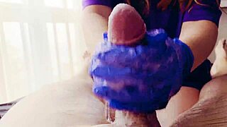 ASMR Masturbation in Gloves with Huge Cum Load Close-Up