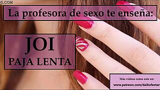 follow the spanish teacher's strict orders to jerk off with her guidance. she controls every move.