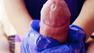 ASMR Masturbation in Gloves with Huge Cum Load Close-Up