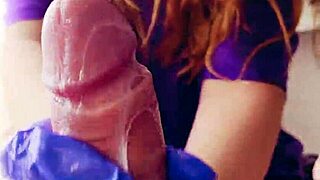 ASMR Masturbation in Gloves with Huge Cum Load Close-Up
