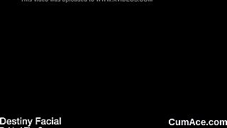 foxy honey gets jizz on face and eats it