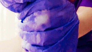 ASMR Masturbation in Gloves with Huge Cum Load Close-Up