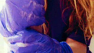 ASMR Masturbation in Gloves with Huge Cum Load Close-Up
