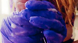 ASMR Masturbation in Gloves with Huge Cum Load Close-Up