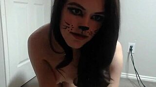 hey, check out this teen in a sexy cat outfit pleasuring herself on cam 😻