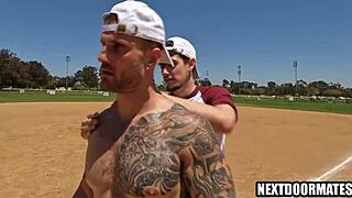 Once, baseball players paused their workout to dive into intense gay sex.