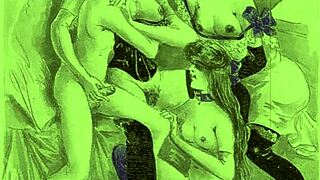 Vintage Erotic Illustration with Retro Cartoon Charm