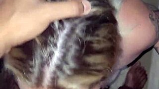 Watch this blonde latina girlfriend deepthroat like a slut and take cum all over her face!