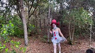Clown It Takes Hard Anal in Public Outdoor Scene