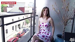 First Time Squirting! Sexy Canadian Teen Bent Over in Hardcore Porn Audition!