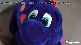 naughty babe andi strips naked to play with her huge toys