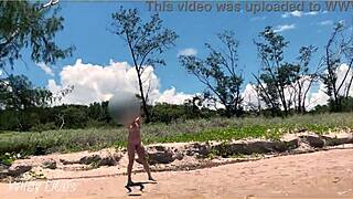 Wife strips nude to play football at public clothed beach, wanna join?