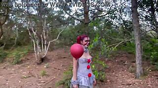 Clown It Takes Hard Anal in Public Outdoor Scene