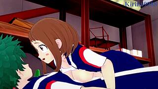 ochako uraraka and izuku midoriya have intense creampie sex