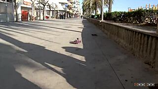 Wow, his throbbing cock slides into her juicy milf pussy so smoothly outdoors! 😍