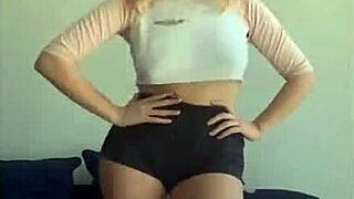 Bouncing Blonde Titties Steal the Show in Tight Workout Gear.