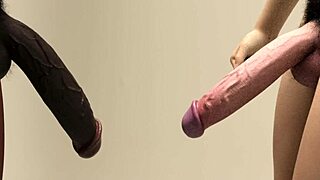 Big white dick battles big black cock hard