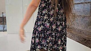 Sexy Amateur Flashes Ass and Shakes Panties in Public Visit