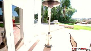 hey, my busty milf stepmom paid with a blowjob for oiling!