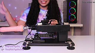 Unboxing my new sex machine, Agatha Dolly testing it on all fours, the speed is incredible