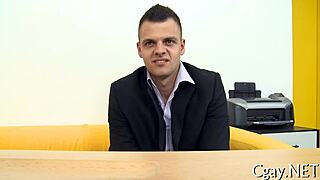 Intriguing gay encounter with a large pecker.