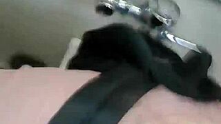 huge tits girlfriend takes intense cumshot in public exposure.