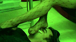 Young femdom goddess forces feet smelling on submissive