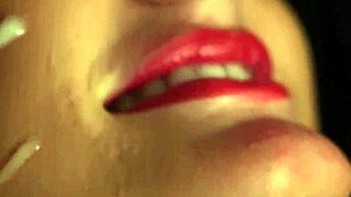 Feisty model just took a massive cum shot on her face after sucking.