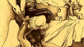 Ever seen vintage erotic drawings with a wild retro interracial twist?