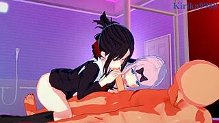 Kaguya Shinomiya And Chika Fujiwara Intense 3P Sex With Old Man