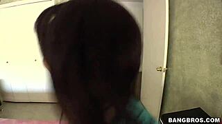 pretty amateur brown bunny hops excitedly!