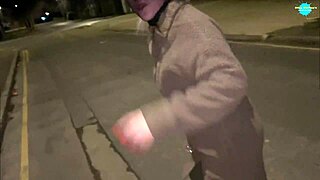 Street girl slips objects into her pussy while dodging trouble outdoors