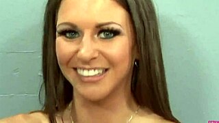 Amazing brunette squishes melon with feet then gets fucked doggy