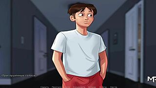 In Summertime Saga, feeling emotional as she's tied up in BDSM