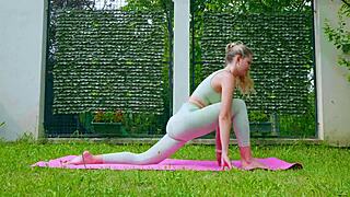 Stunning Stella Cardo Performs Sexy Outdoor Yoga with Perfect Curves