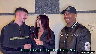 Andrea Lux Interviews Two Guys, Fucks Them in Hotel MMF