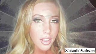 samantha teases with her blonde big tits and nude body