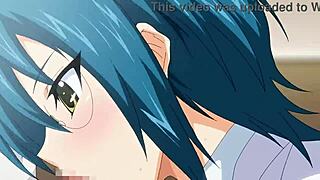 blonde babe with big tits gives oral and gets a facial in hentai.