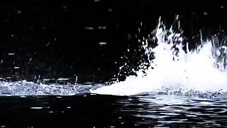 A blonde girl in a sexy bikini is swimming in the supernatural world.