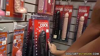 Edyn Blair sucks and fucks two huge BBCs at gloryhole