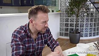 red belle claire takes double penetration by a white guy in private com scene.