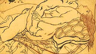 Vintage erotic drawings spark curiosity in retro anime style