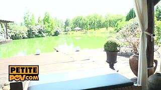 Pov cute petite Sasha Sparrow sluts out at resort! 😈