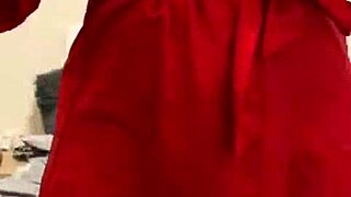 Brunette In Red Lingerie Plays With Herself!