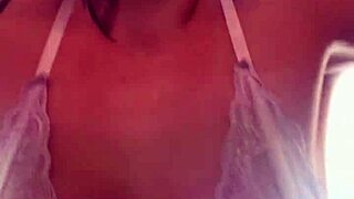 Blonde sweats at gym, tits show through shirt