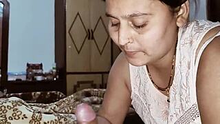 Passionate blowjob with deep sucking action on a massive hard dick