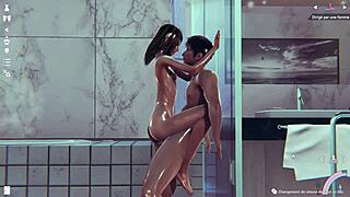 Skinny babe gets wild in steamy shower fuck scene. 3D cartoon action brings every wet detail to life.