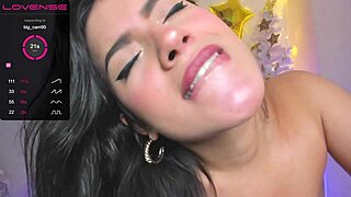 latina sucks monster dildo with drool dripping down chin. her soaked pussy fills the screen.