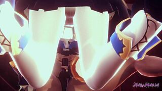 genshin impact yuri hentai 3d - fischl licks barbara to squirt in anime