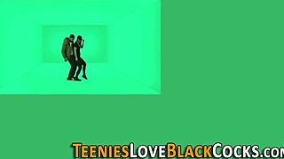 So this blonde teen took a dare to handle a massive interracial cock.